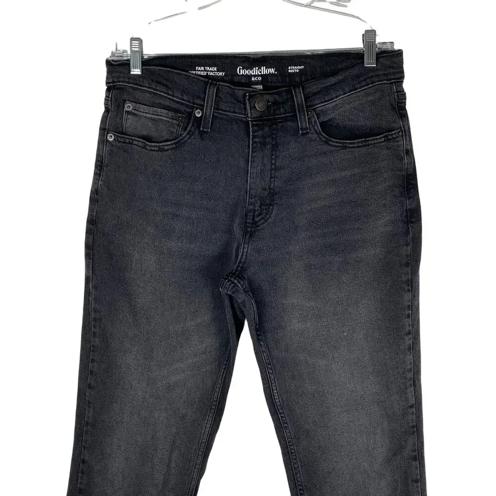 Goodfellow & Co Black Gray Straight Jeans Mens 31x31 Capsule Minimalist Stretch